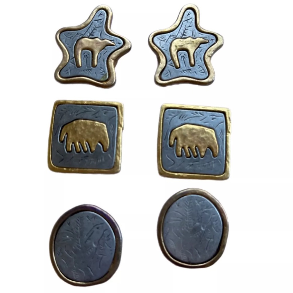 VINTAGE 6 Button Caps Native WESTERN Wear RODEO BOND Buffalo Mix Metal B740 NEW